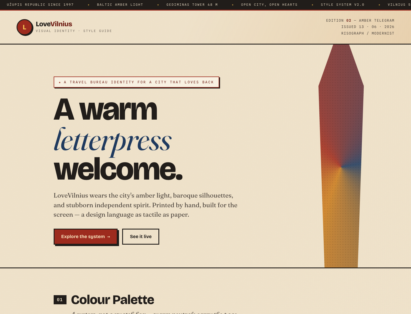 LoveVilnius — Style Guide / Amber Telegram v2
