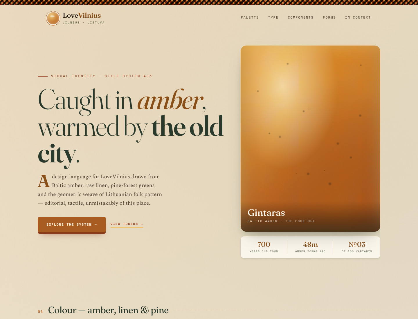 LoveVilnius — Amber Folk Modern · Style Guide v2