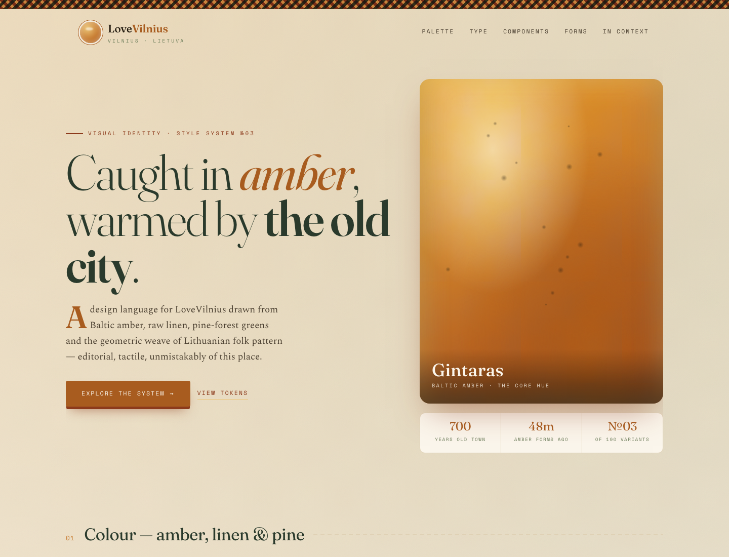 LoveVilnius — Amber Folk Modern · Style Guide v1