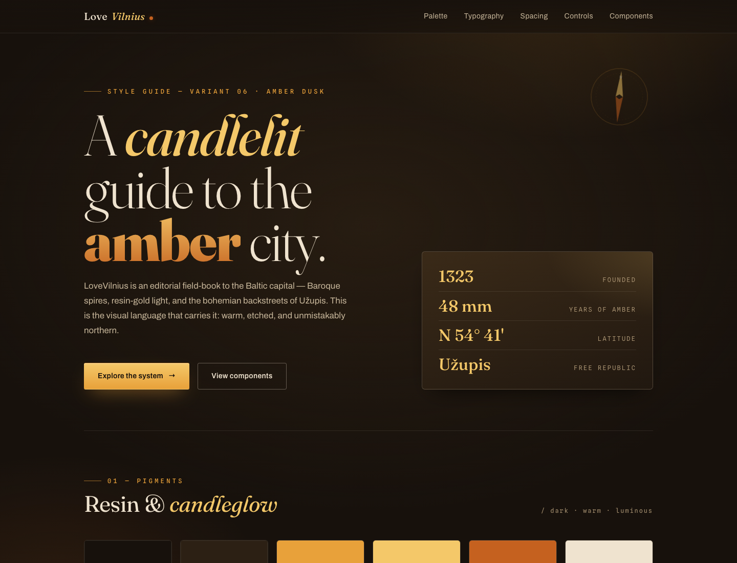LoveVilnius · Amber Dusk — Style Guide v2