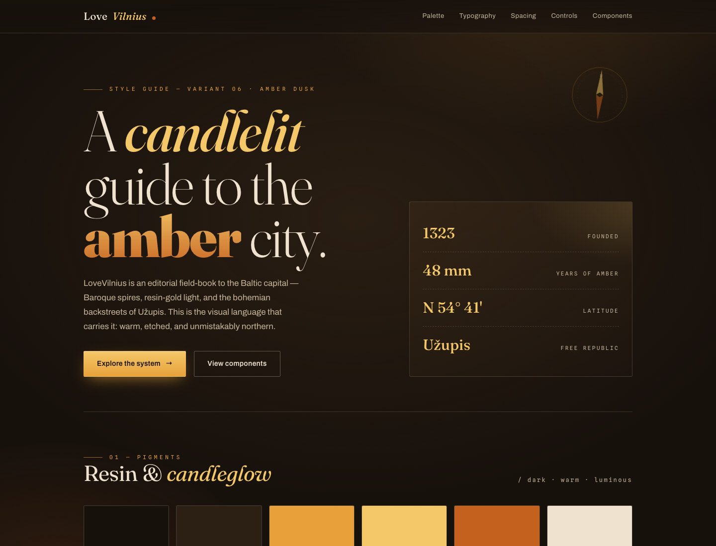 LoveVilnius · Amber Dusk — Style Guide v1