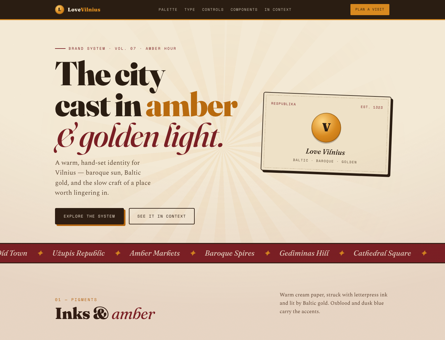 LoveVilnius — Amber Hour · Style Guide v1