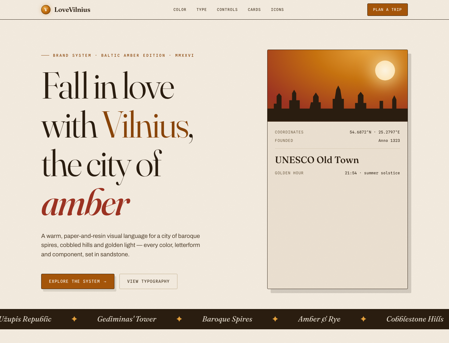 LoveVilnius — Style Guide · Baltic Amber Edition v2