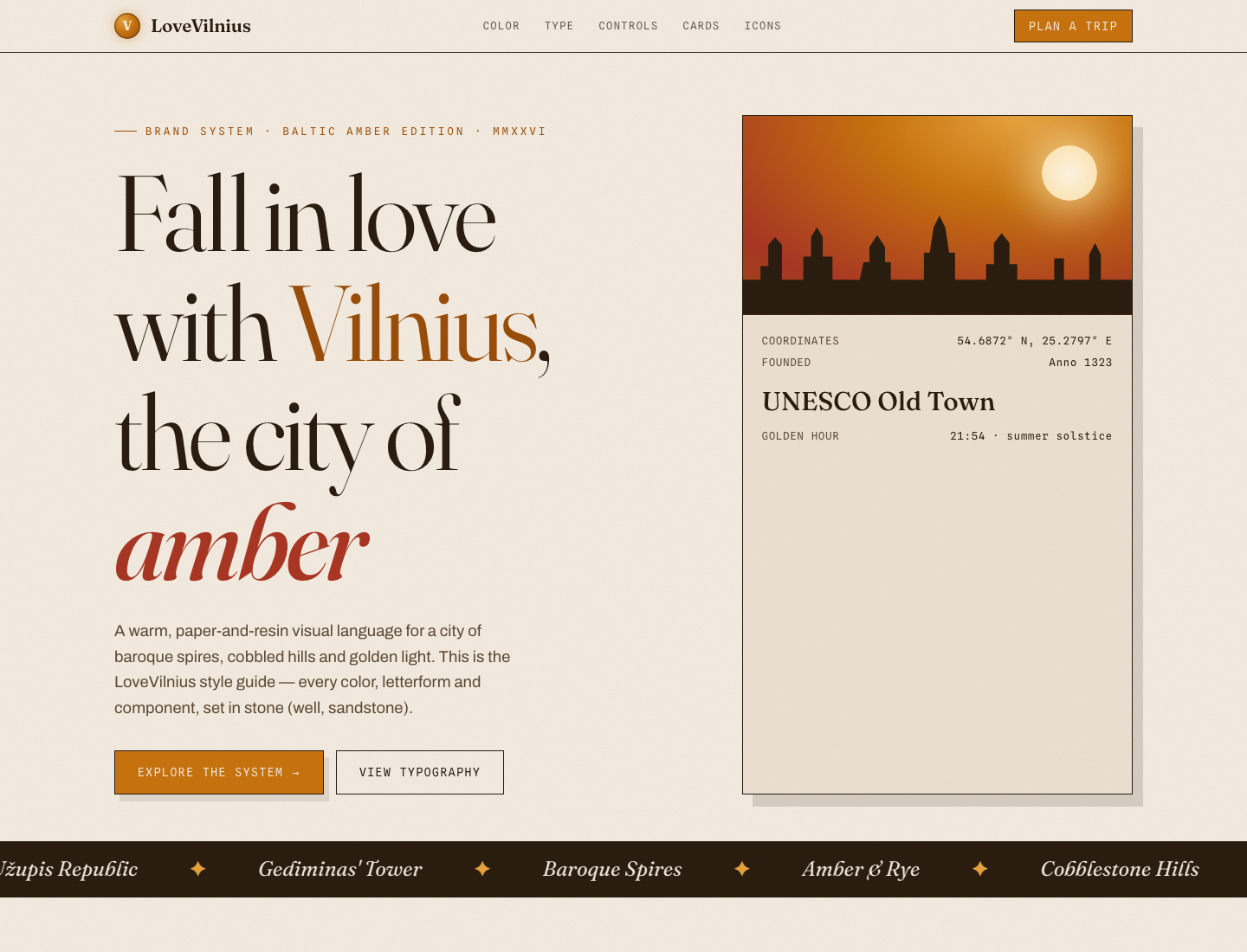LoveVilnius — Style Guide · Baltic Amber Edition v1