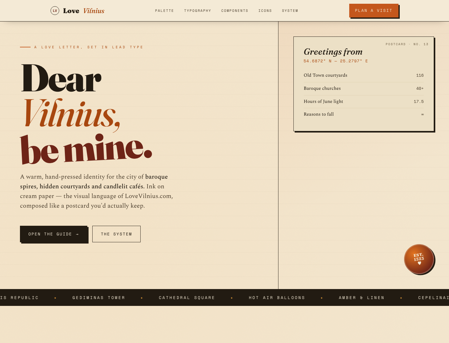 LoveVilnius — Amber Letterpress Style Guide v2