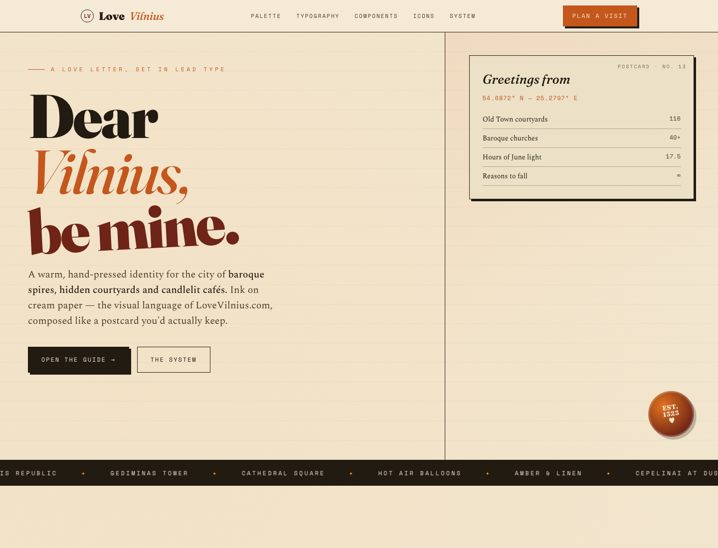 LoveVilnius — Amber Letterpress Style Guide v1