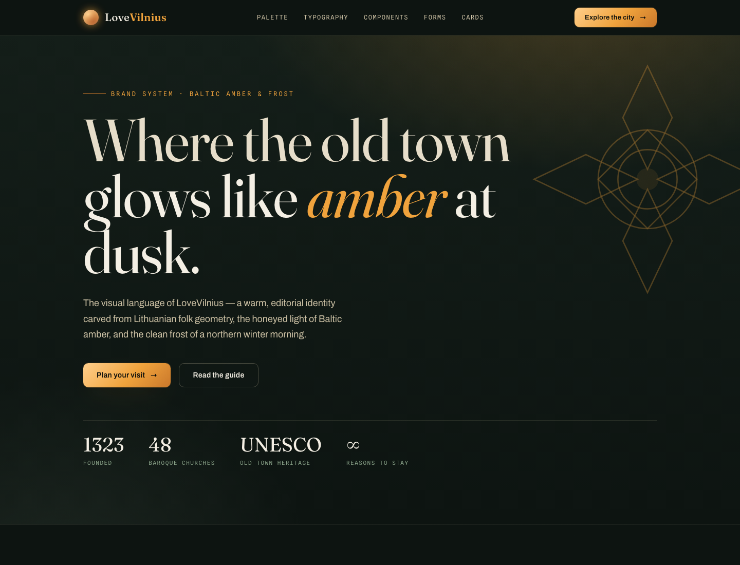 LoveVilnius — Baltic Amber & Frost · Style Guide v1