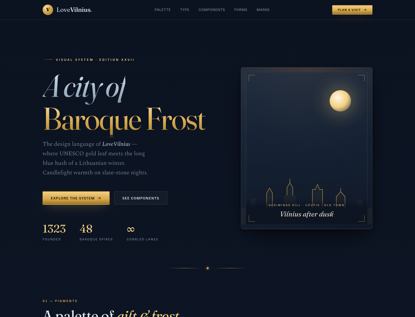 LoveVilnius — Baroque Frost · Style Guide v2