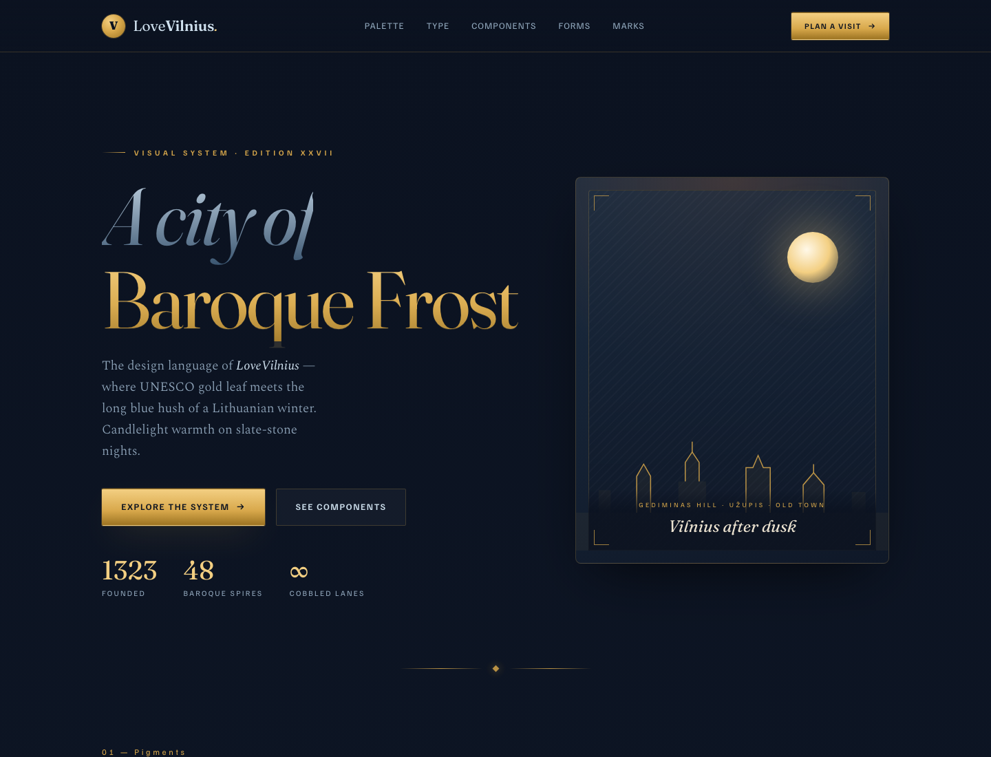 LoveVilnius — Baroque Frost · Style Guide v1