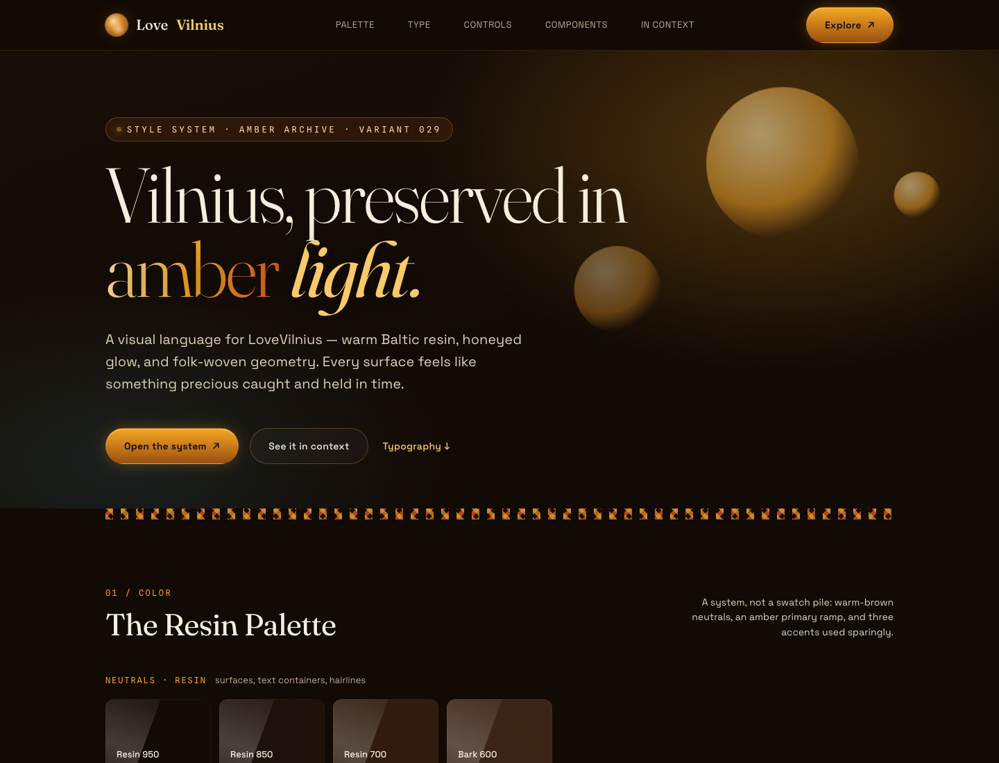 LoveVilnius — Amber Archive · Style Guide v2