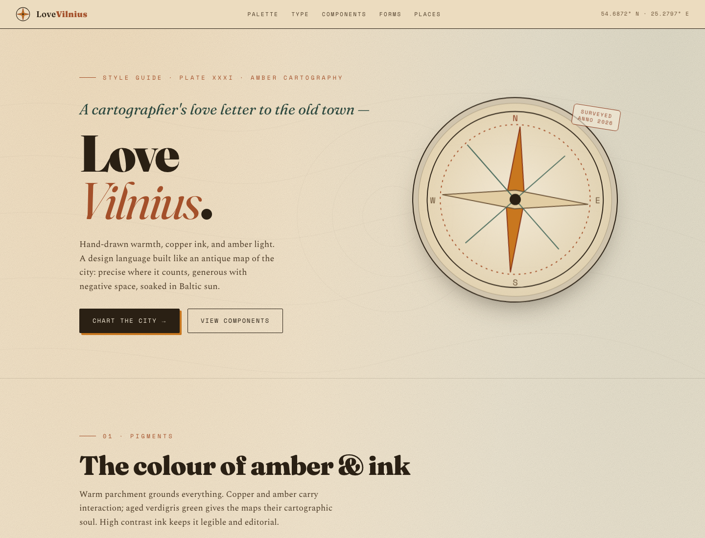 LoveVilnius — Amber Cartography · Style Guide v1