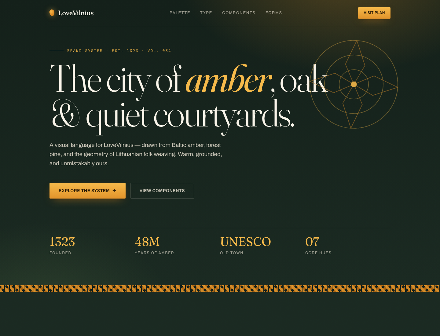 LoveVilnius — Amber & Folk Modernism · Style Guide v2