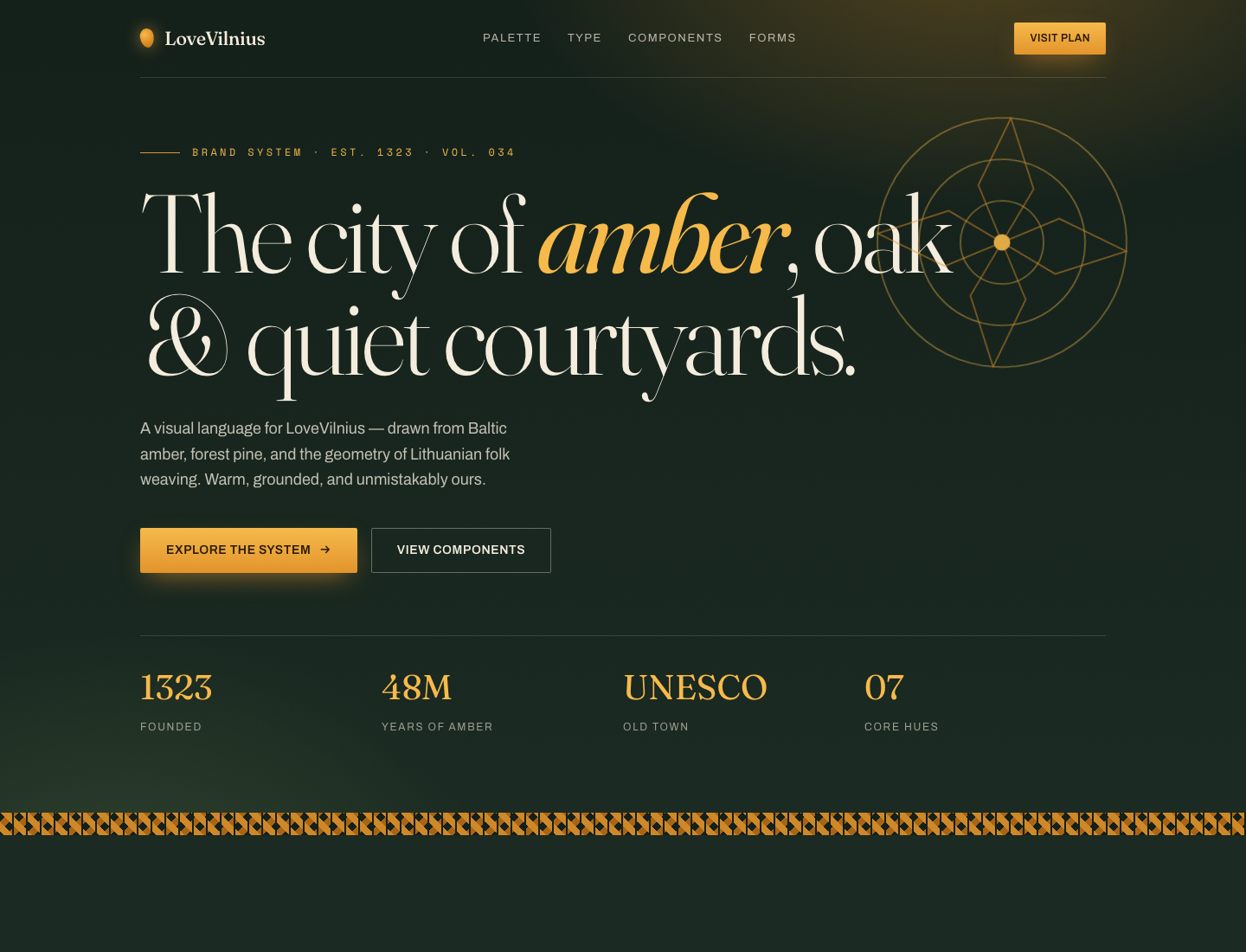 LoveVilnius — Amber & Folk Modernism · Style Guide v1